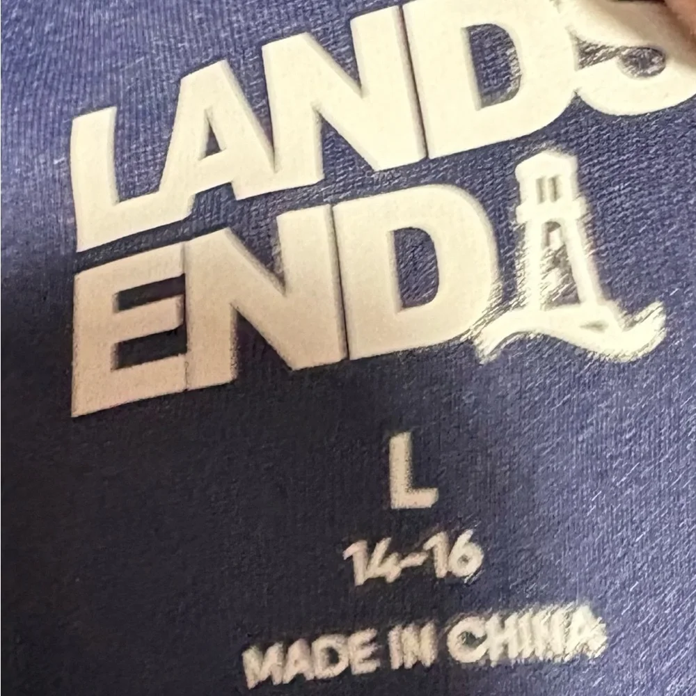 Lands End Tencel Navy Blue One-Shoulder Top size large - Picture 3 of 4